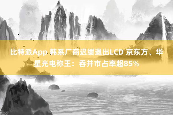 比特派App 韩系厂商迟缓退出LCD 京东方、华星光电称王：吞并市占率超85%