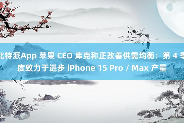 比特派App 苹果 CEO 库克称正改善供需均衡：第 4 季度致力于进步 iPhone 15 Pro / Max 产量